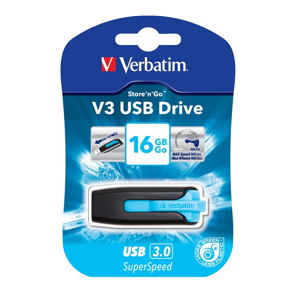 Verbatim Store'n'Go V3 USB 3.0 Drive - 16GB (Caribbean Blue)