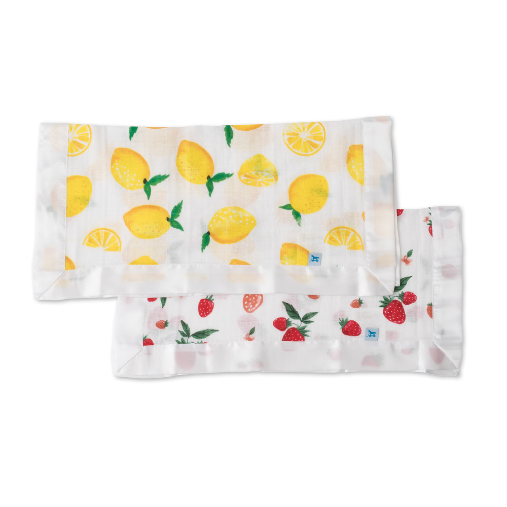Little Unicorn: Muslin Security Blanket 2 Pack - Lemon & Strawberry image