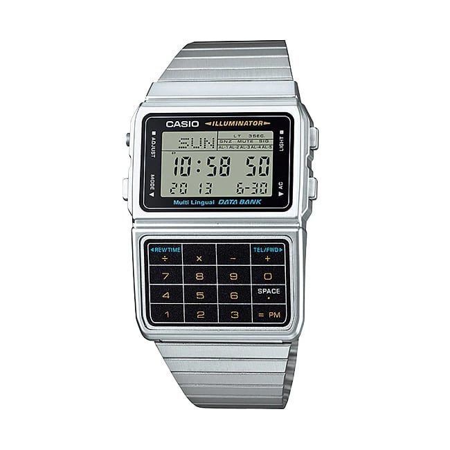 Casio Digital Stainless Steel Data Bank Multi-Lingual Mens Watch image