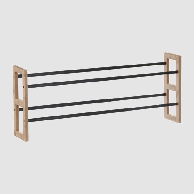 L.T. Williams Expandable Shoe Rack Bamboo/Black at Mighty Ape NZ