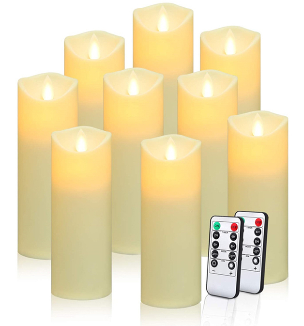 Flameless Remote Controlled Electronic Candle Set of 9 - Ivory | at Mighty Ape NZ Flameless Remote Controlled Electronic Candle Set of 9 - Ivory | at Mighty Ape NZ