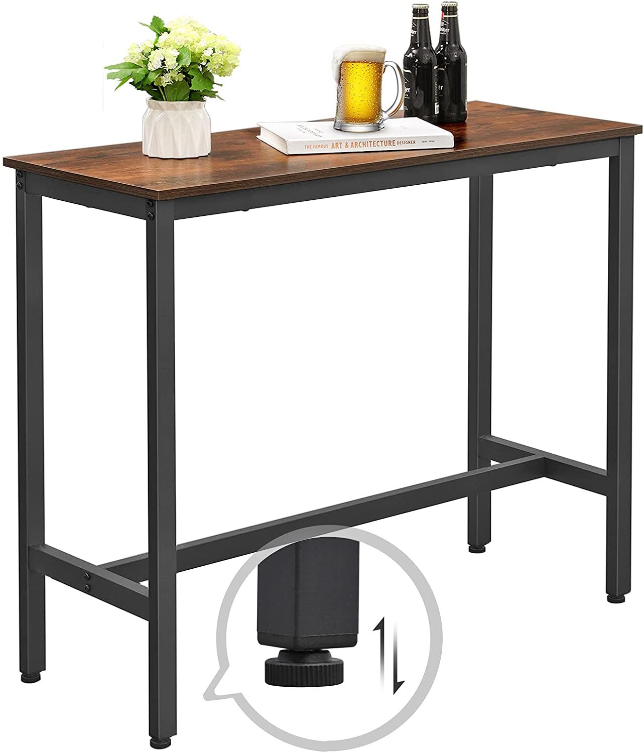 Buy Vasagle Narrow Rectangular Bar Table Rustic Brown at Mighty Ape NZ