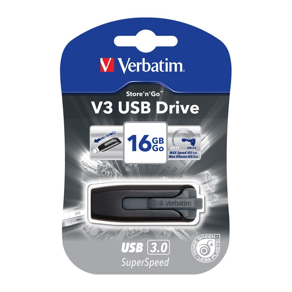 Verbatim Store'n'Go V3 USB 3.0 Drive - 16GB (Grey) image