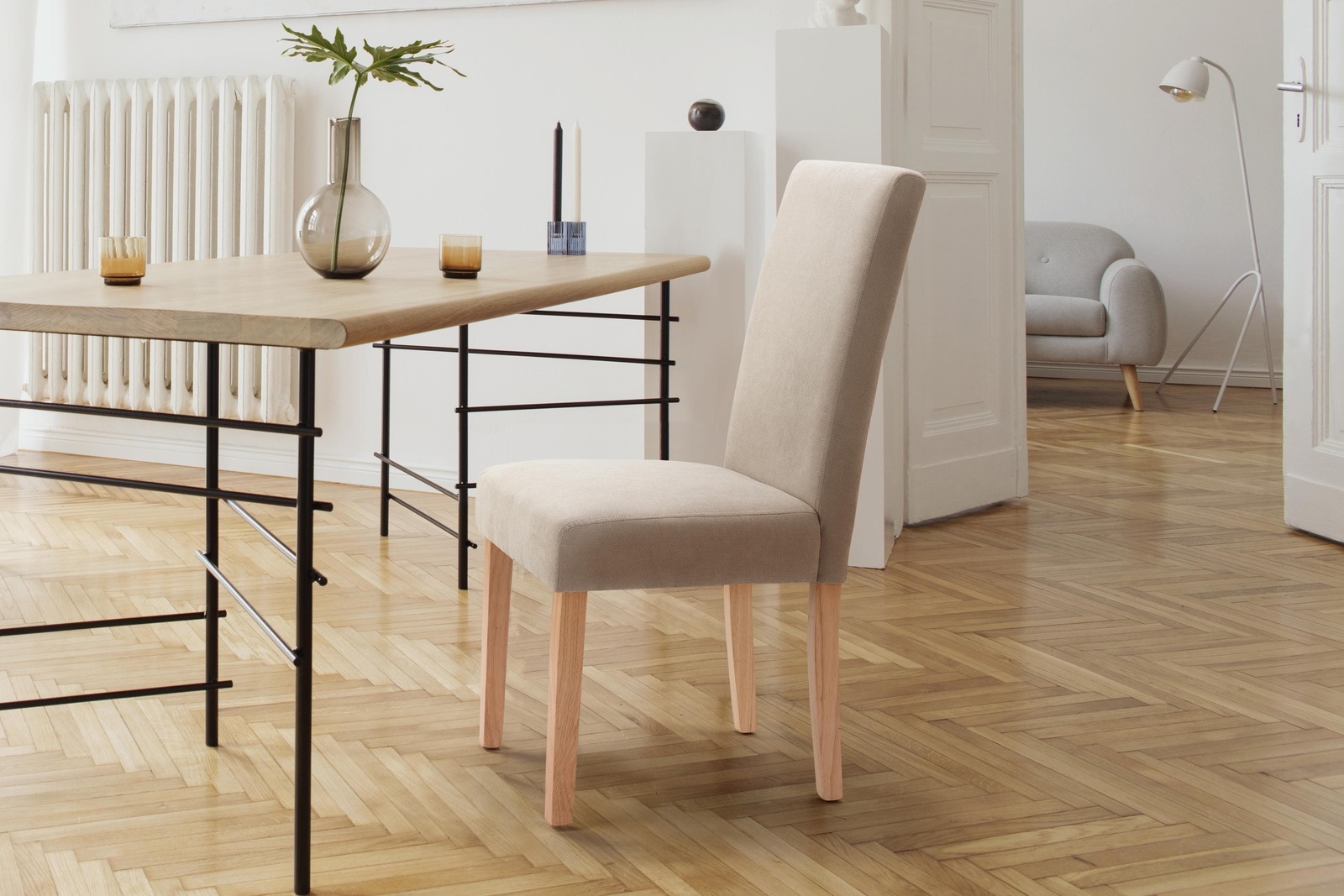 Buy Ovela Set of 2 Kyran Fabric Dining Chairs (Beige) at Mighty Ape NZ