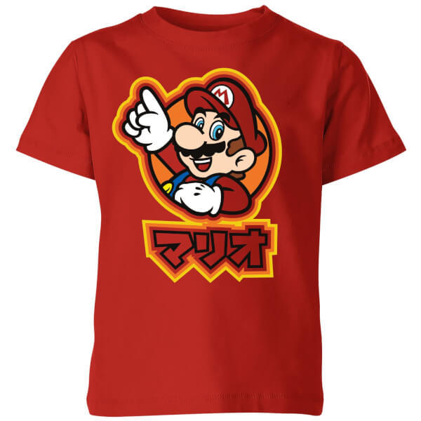 Nintendo Super Mario Mario Kanji Kids' T-Shirt - Red - 11-12 Years image