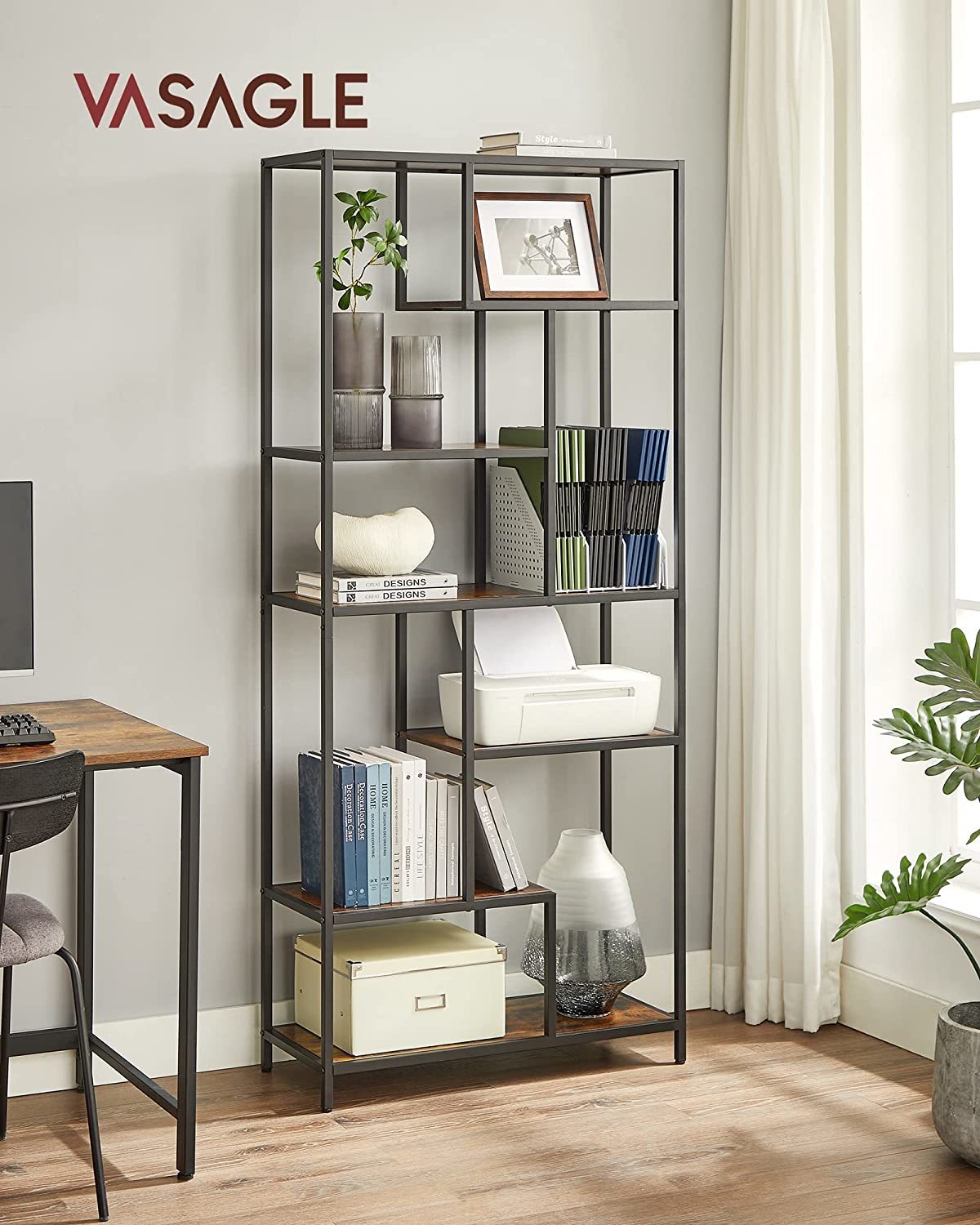 Buy VASAGLE 6Tier Bookshelf Rustic Brown at Mighty Ape NZ
