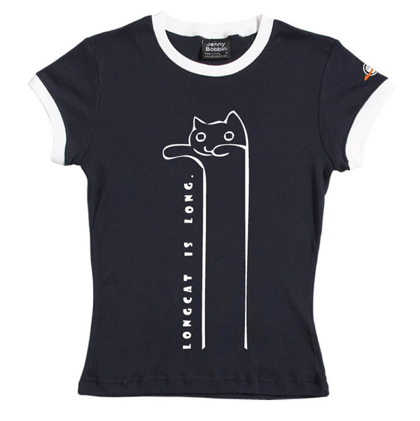Longcat - Female Ringer Tee (Navy) for image