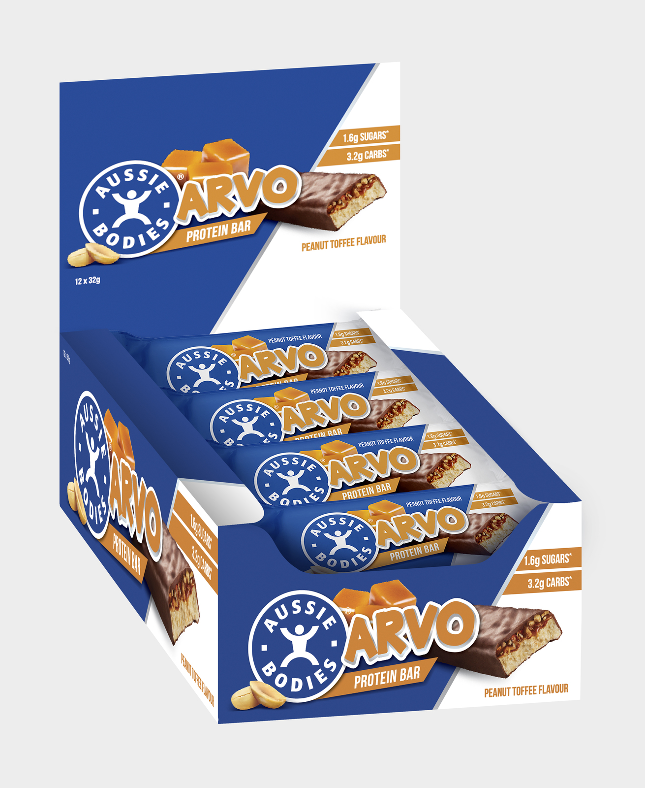 Buy Aussie Bodies Arvo Protein Bars Peanut Toffee (12x32g) at Mighty