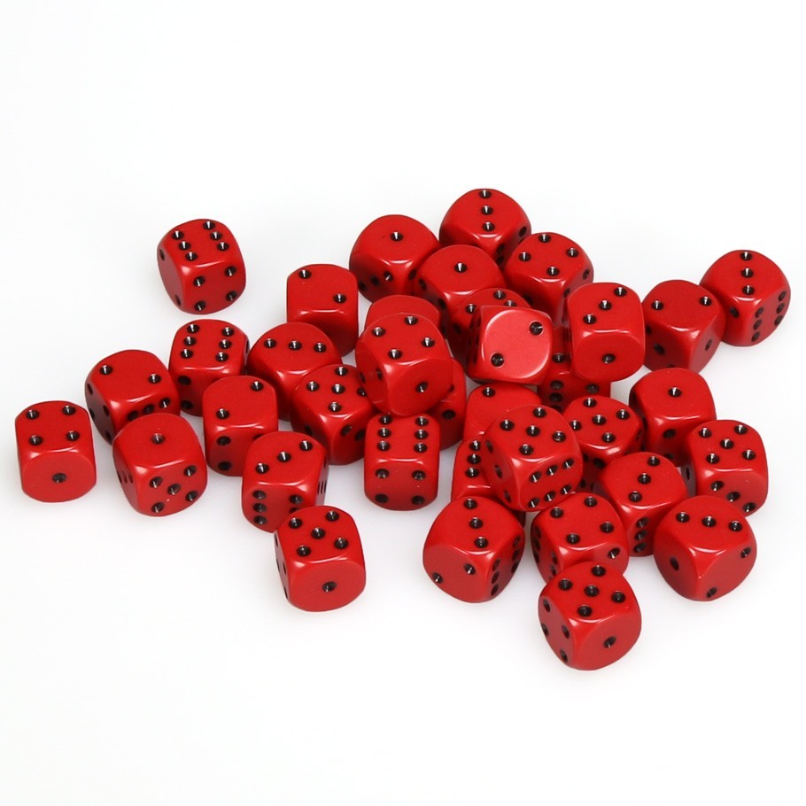 Chessex: D6 Opaque Cube Set (12mm) - Red/Black