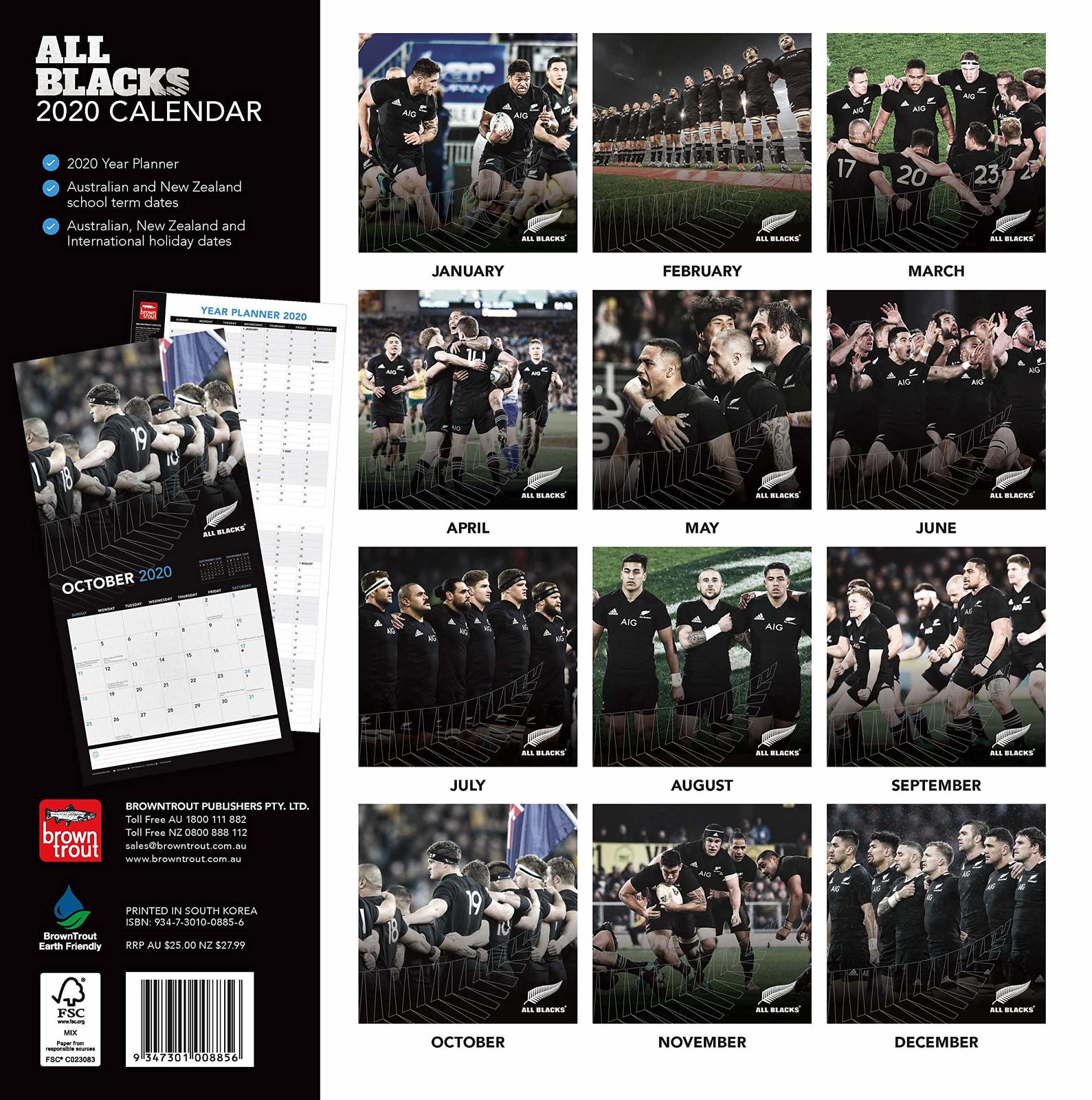 All Blacks 2020 Square Wall Calendar