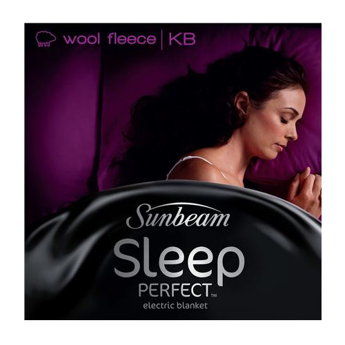 Sunbeam Sleep Perfect Super King Bed Wool Fleece Heated Blanket at
