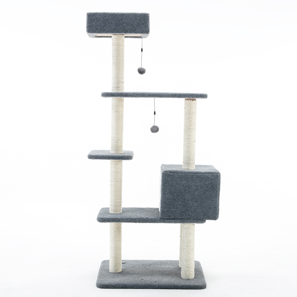 Cat Tree House 1.3M 5 Levels with Snuggle Cube - Blue / White image