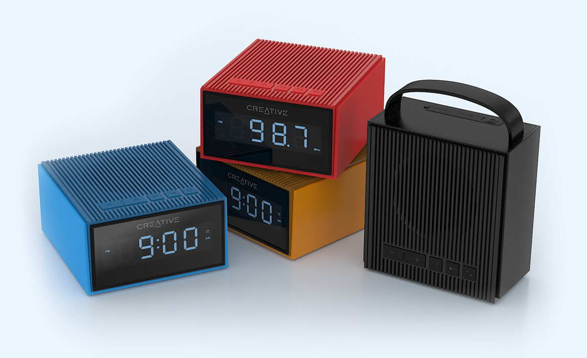 Creative Chrono Wireless Bluetooth Speaker and FM radio clock - Red image