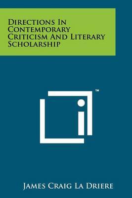 Directions in Contemporary Criticism and Literary Scholarship image