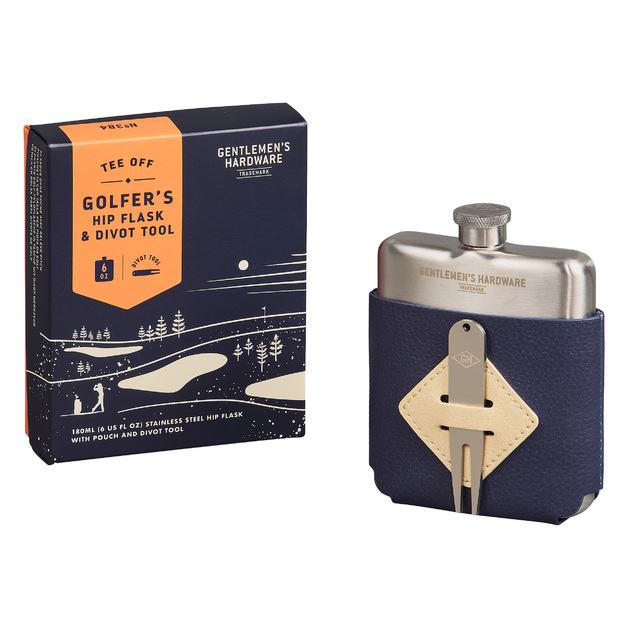 Gentlemen’s Hardware: Golfer’s Hip Flask & Divot Tool Set