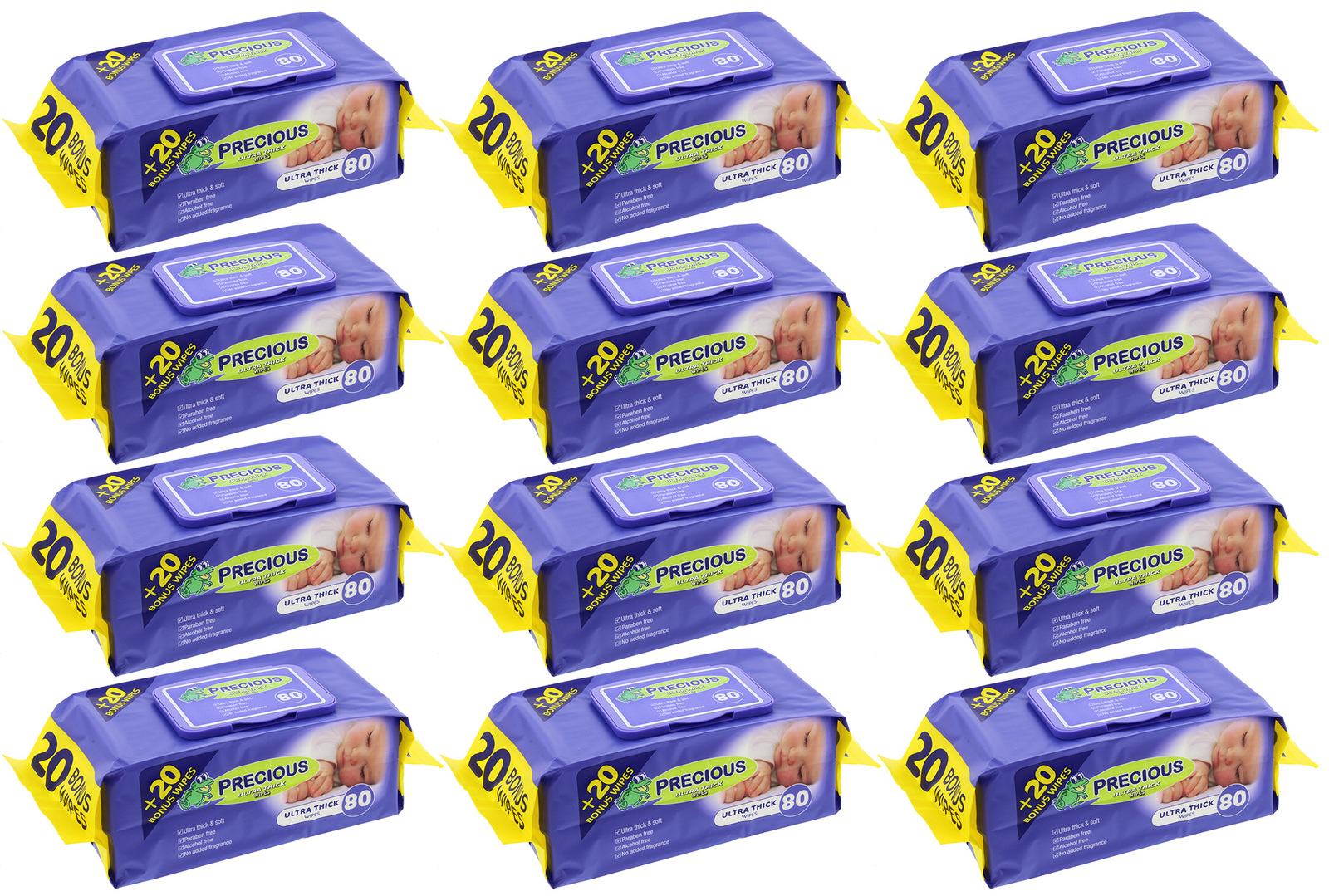 Precious - Ultra Thick Baby Wipes (80 Wipes,Carton 12) image