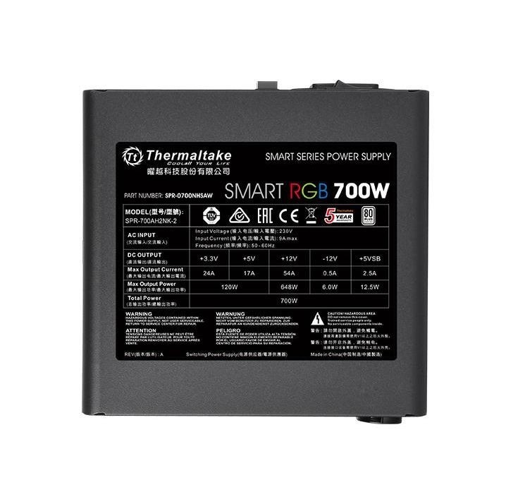 700W Thermaltake: Smart RGB Power PSU - 80 Plus; Non Modular; Fan Hub image