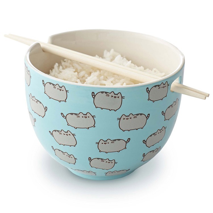 Pusheen the Cat Rice Bowl With Chopsticks image