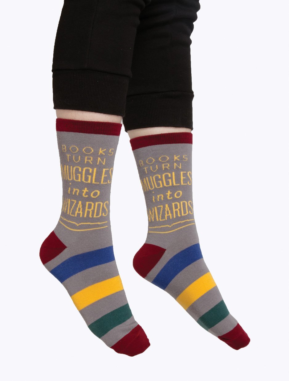 Out of Print: Books Turn Muggles Into Wizards Socks (Size: Large)