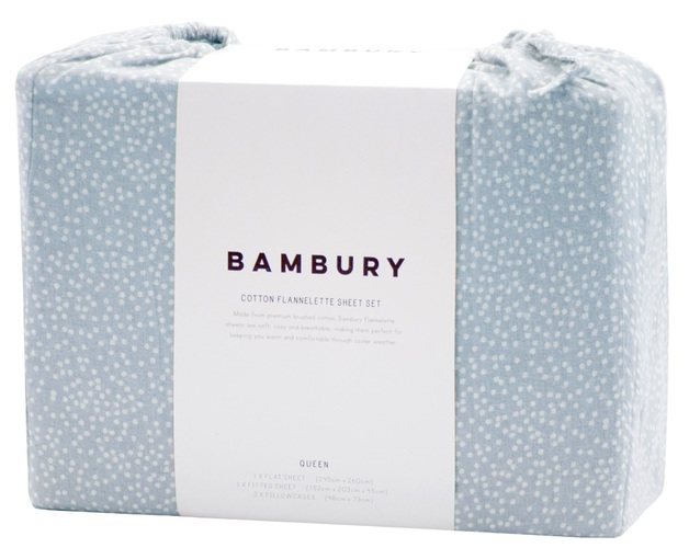 Bambury Spot Flannelette Sheet Set Steel Blue (Queen) at Mighty Ape NZ