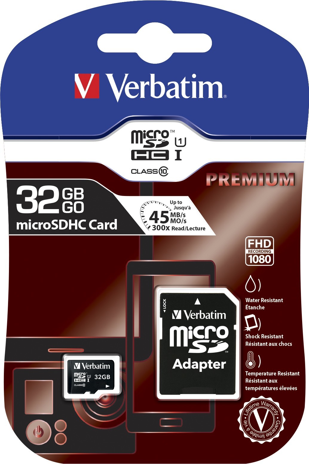 Verbatim Micro SDHC Card with Adaptor - 32GB (Class 10) image