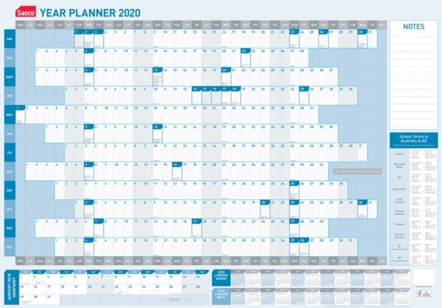 Sasco: 2020 Standard Laminated Year Planner