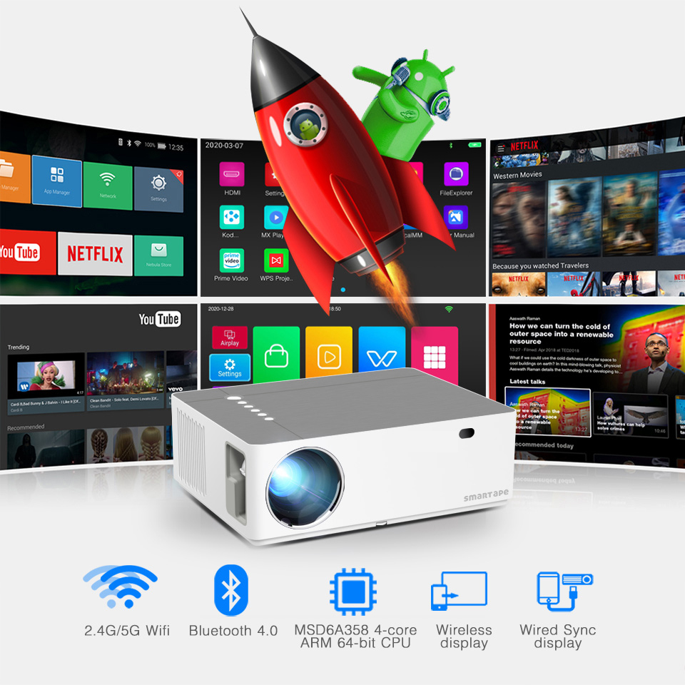 Smart LED Native 1080p Full HD Cinema Projector - Scolecite White image