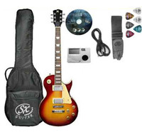 Beginner Cherry Electric Guitar - Sx Eg2k Les Paul Electric Guitar Starter Pack Cherry Sunburst At Mighty Ape Nz