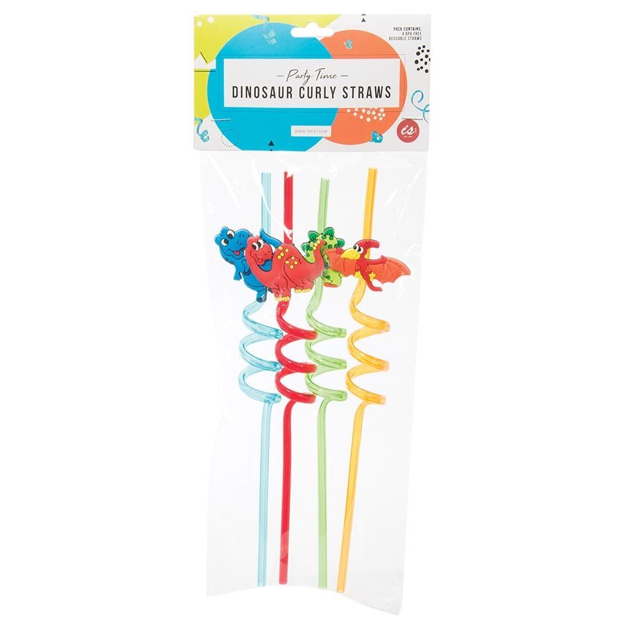 IS GIFT: Dinosaur reuseable Curly Straws image