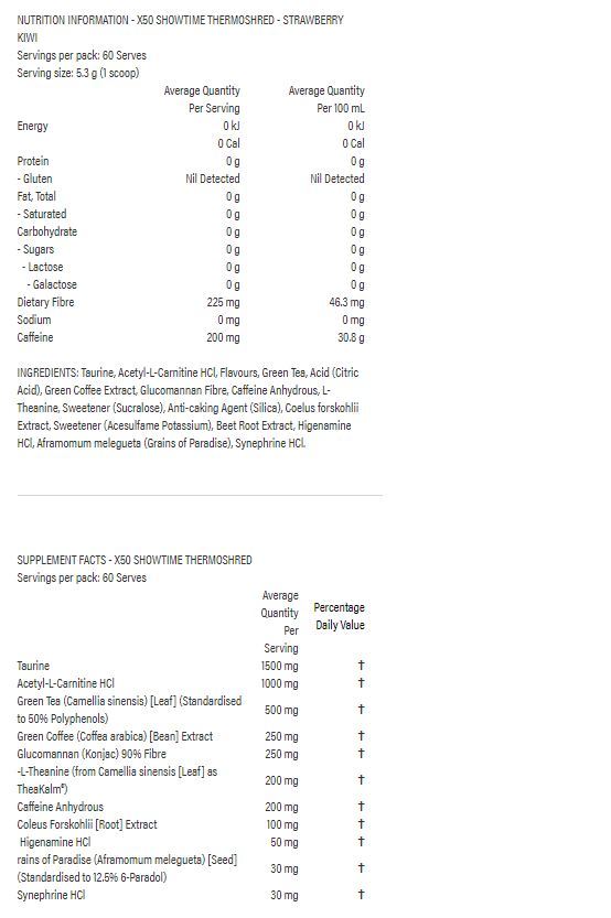 X50 Showtime: Thermoshred - Strawberry Kiwi (322g) image