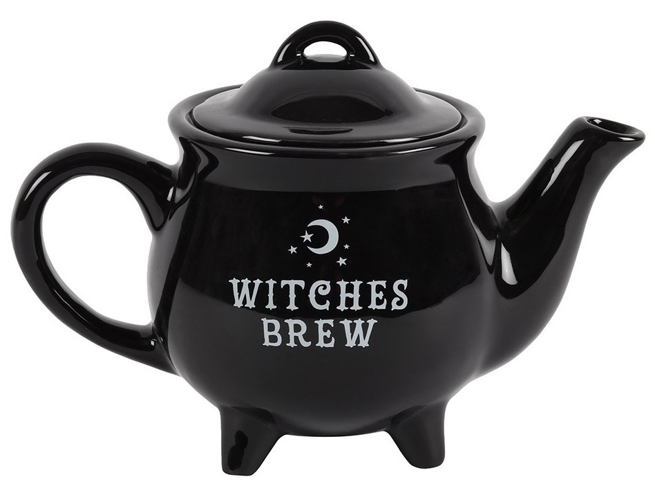 Witches Brew Ceramic Black Teapot