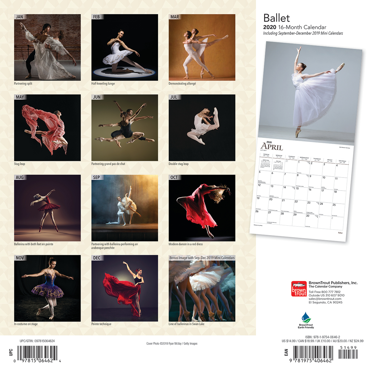 Ballet 2020 Square Foil Wall Calendar