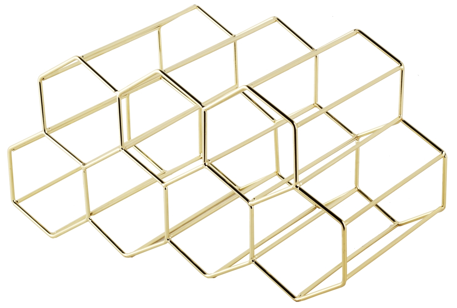 Hexagonal Wine Rack 9 Bottle Gold at Mighty Ape Australia
