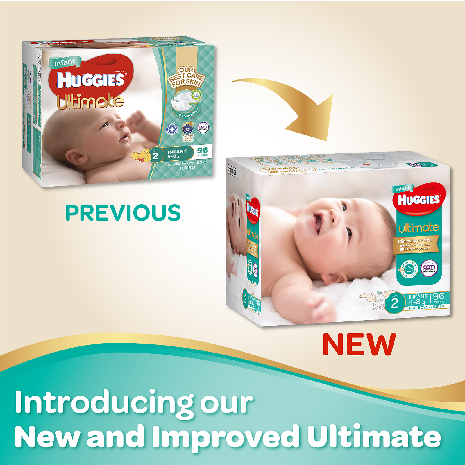 Huggies Ultimate Nappies: Jumbo Pack - Size 2 Infant (96) image