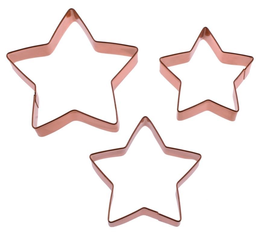 Star Cookie Cutters - Copper Plated (Set Of 3)