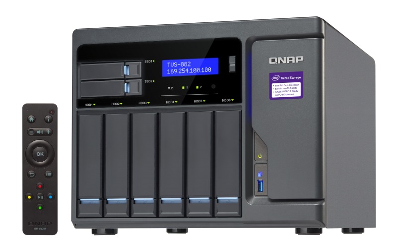 QNAP TVS-882-I5-16G NAS,6+2+2 X M.2 SLOT(DISKLESS),16GB,I5-6500,USB,GbE(4),HDMI,TWR, 2YR image