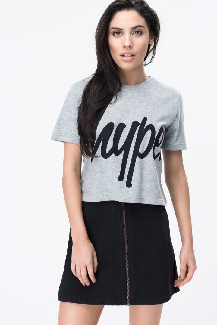 Just Hype: Script Women's Crop T-Shirt Grey - 12 image