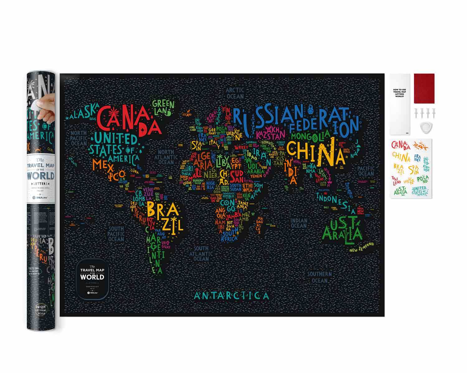 Scratch-off maps Travel Map Letters World