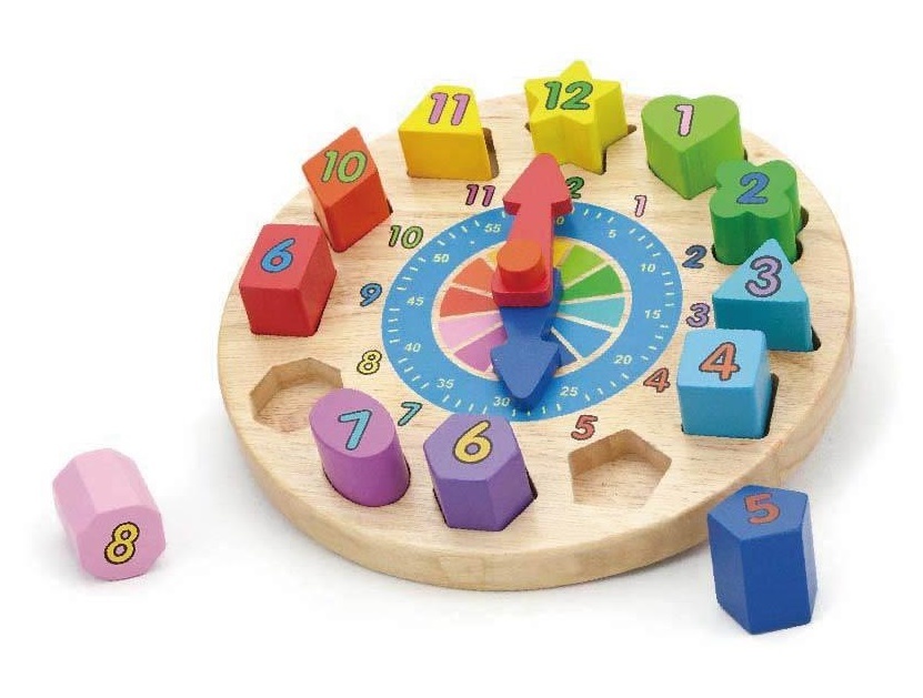 VIGA Wooden Toys - Geometric Puzzle Clock image