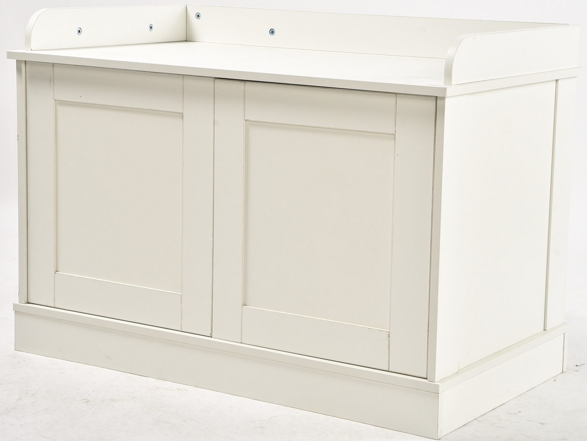 Buy Large Wooden Cat Litter Box Enclosure With Divider White