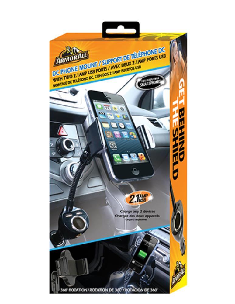 Armor All: DC Phone Mount w/ Dual 2.1Amp USB Ports