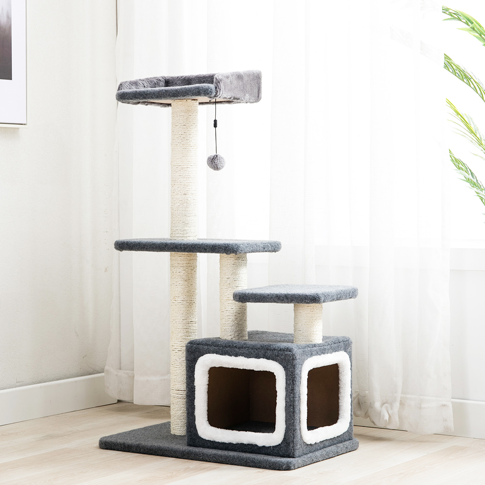 Gorilla: Cat Tree (4 Levels) With Snuggle Cube 1M Charcoal / White image