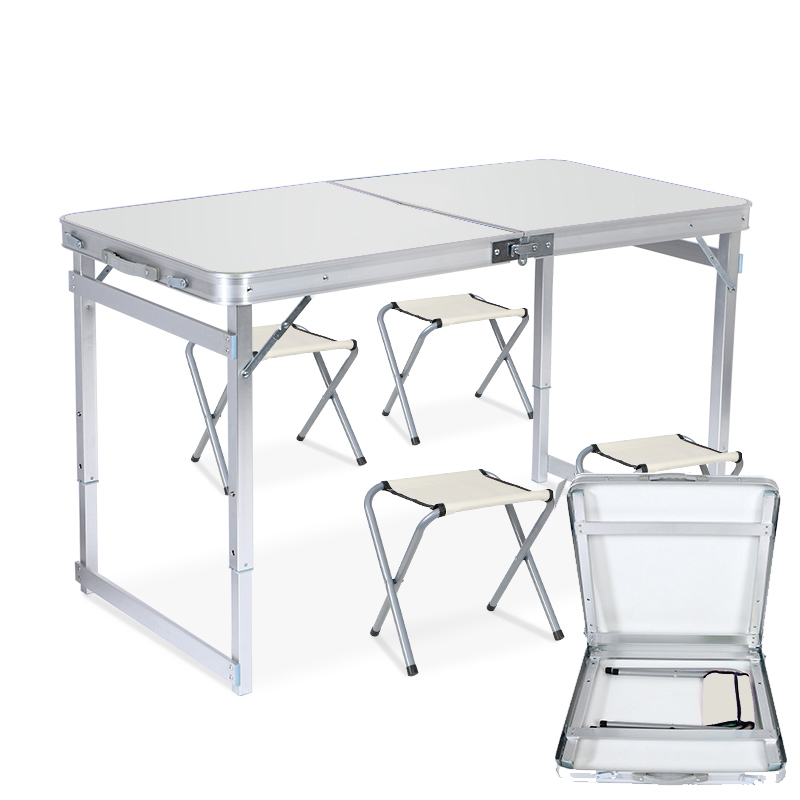 Outdoor Camping - Height Adjustable Folding Table (White) image