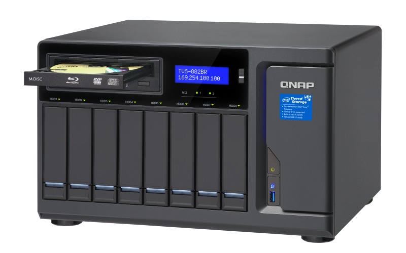 QNAP TVS-882BR-I5-16G, 8BAY NAS(NO DISK),16G,I5-7500,USB,ODD(0/1),GbE(4),M.2(2),TWR,2YR image