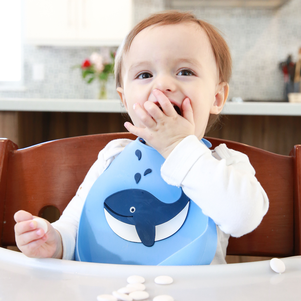 Make My Day: Silicon Baby Bib - Whale Blue image