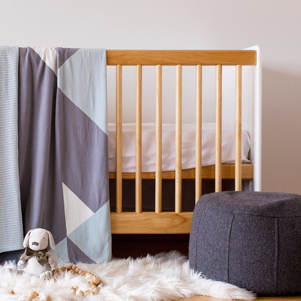 Ecosprout: Reversible Cotton Cot/Single Blanket - Teepee Sky Gray