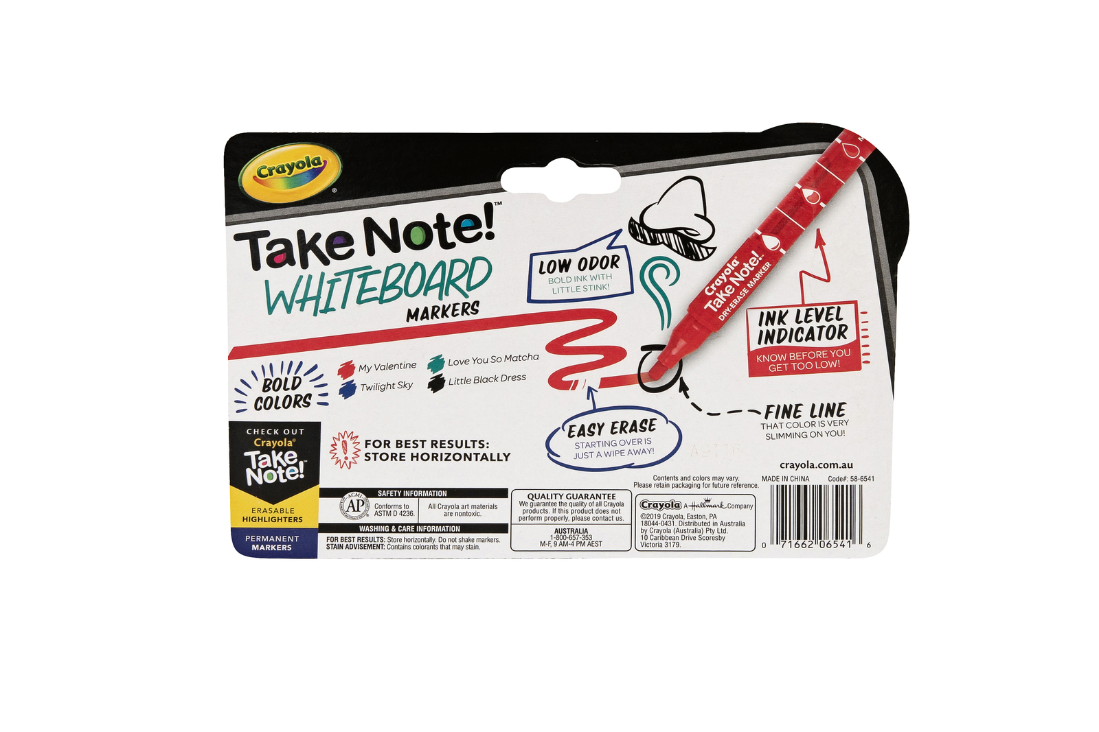 Crayola: Take Note - Fineline Bullet Tip Whiteboard Markers - Black,Blue,Red,Green (4 Pack)