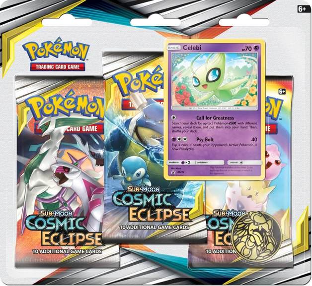 Pokemon TCG: Cosmic Eclipse Three Booster Blister- Celebi