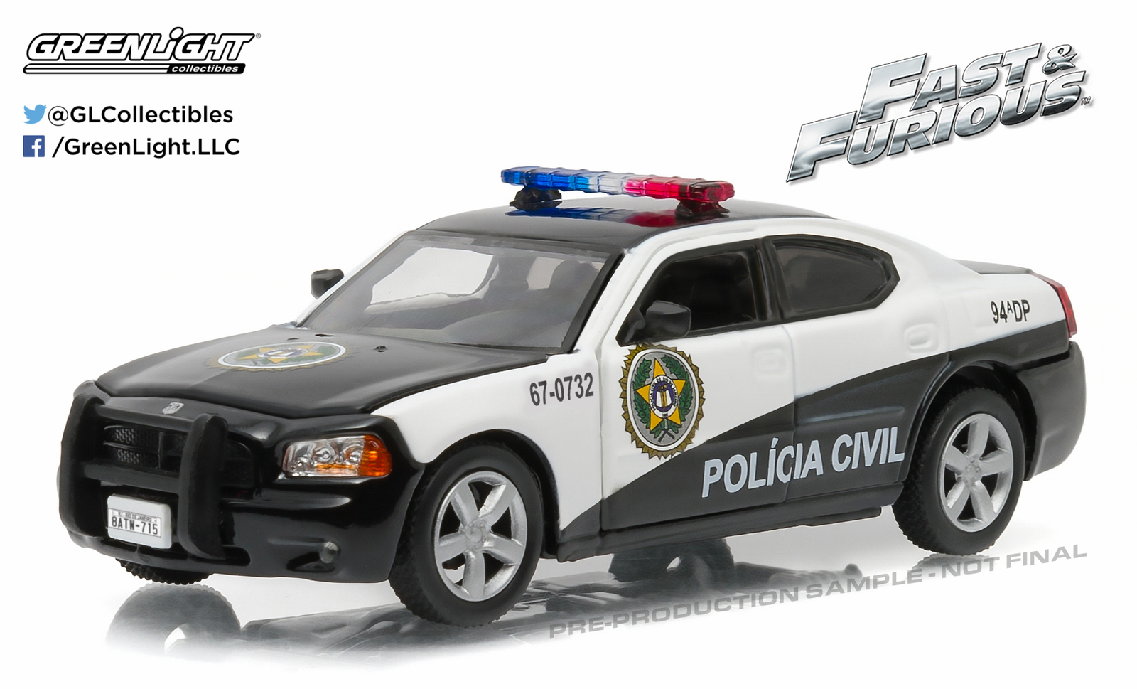 1/43: Dodge Charger - Rio Police - Diecast Model image