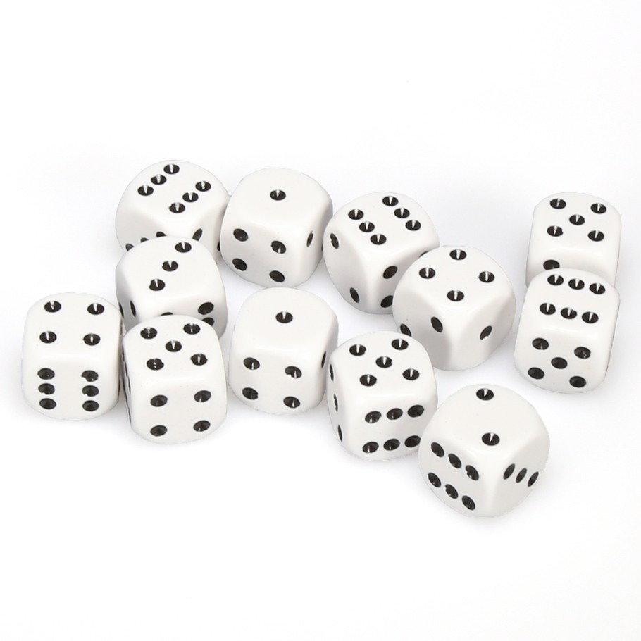 Chessex: D6 Opaque Cube Set (16mm) - White/Black